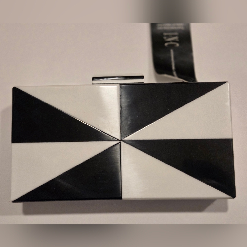 INC DESIGNER EVENING BAG Black/White